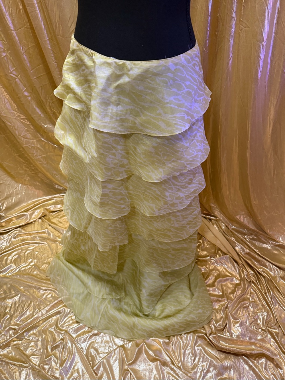 Sony Costumes Dept CHETTA B Silk Ruffle Maxi Skirt Size Medium Like New 8